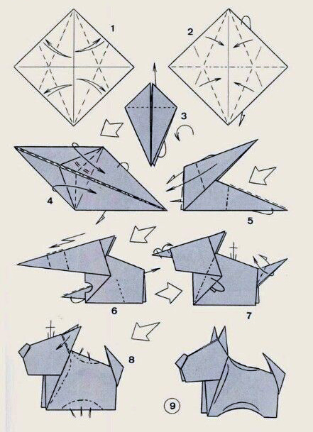 собака оригами схема