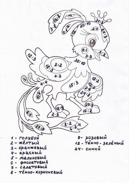 математическая раскраска птица