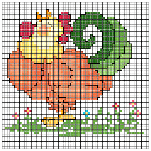 вышить крестиком петуха, схема для вышивки петуха