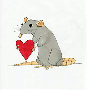 крыса с сердечком на день Всех Влюбленных