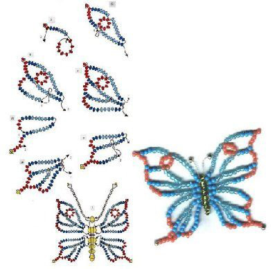 бабочка из бисера плетение своими руками схема