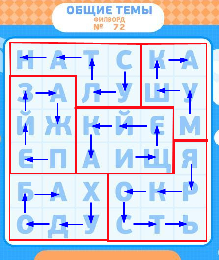 Игра "Филворды - найди слова". (Одноклассники). Ответы на 72 уровне.