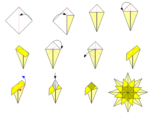 звезда для ниндзя в технике оригами схема