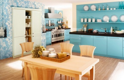 кухня в синих тонах, с чем сочетается голубой цвет, с каким цветом сочетается синий