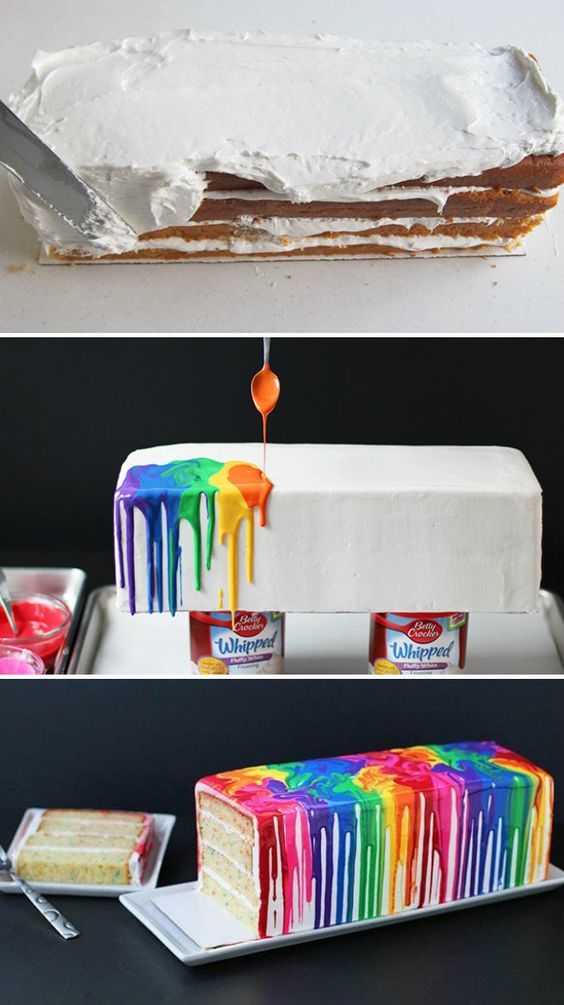 торт с разноцветной глазурью