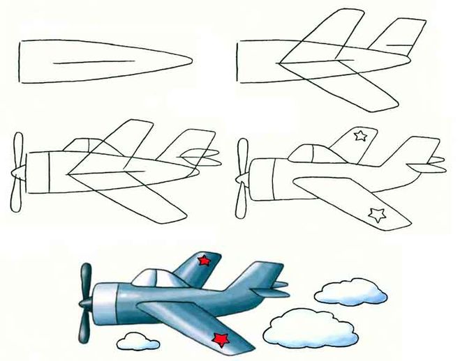 как нарисовать самолет в детский сад