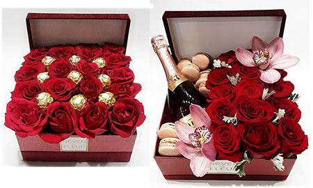 подарочный набор женщинам на 8 марта с цветами и конфетами или шампанским