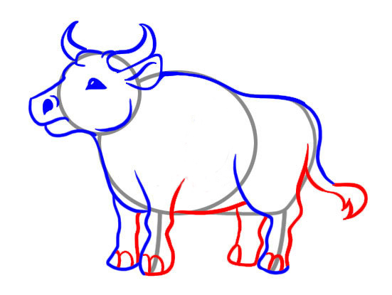 рисунок с быком своими руками поэтапно