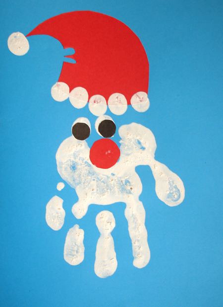 открытка отпечаток дед Мороз