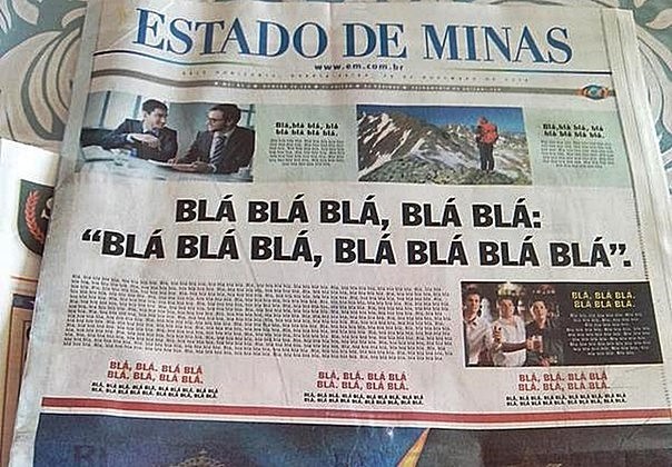 Зачем была выпущена газета, в которой почти все слова были заменены на «blá blá blá»?