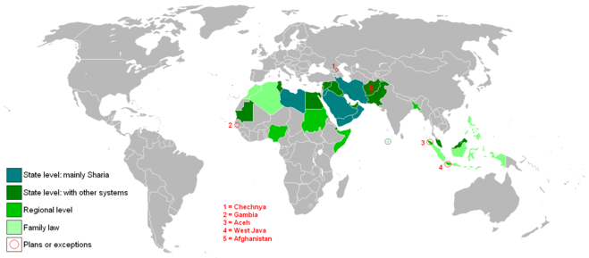 Страны с различным формами шариата