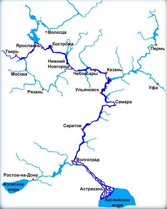 По каким областям протекает Волга? В каких городах протекает Волга?