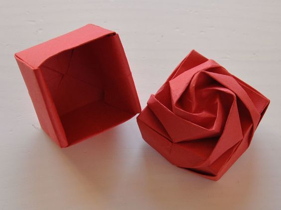 роза-коробка оригами
