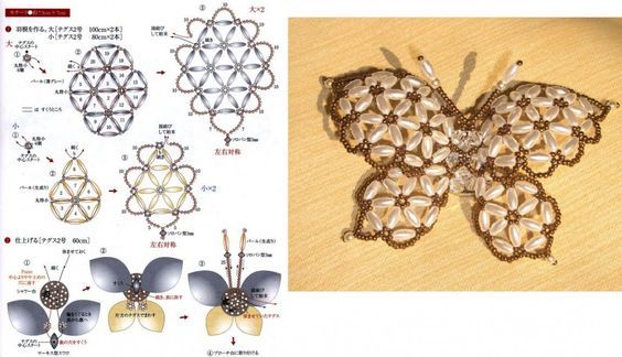 бабочка из бисера плетение своими руками схема