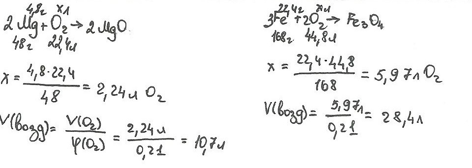 Вычислите объем воздуха. Определите объем воздуха необходимый для сжигания 4.8 г магния. Определите массу кислорода необходимого для сжигания 8 г магния. Определите массу кислорода необходимую для сжигания. Рассчитайте массу воздуха необходимого для сжигания 8 г магния.