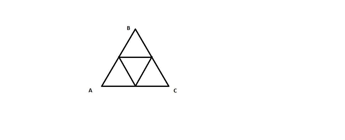 Используя сторону равностороннего. Равносторонний треугольник в равностороннем треугольнике. Чертим равносторонний треугольник. Разделить треугольник на треугольники. Начертить равносторонний треугольник.