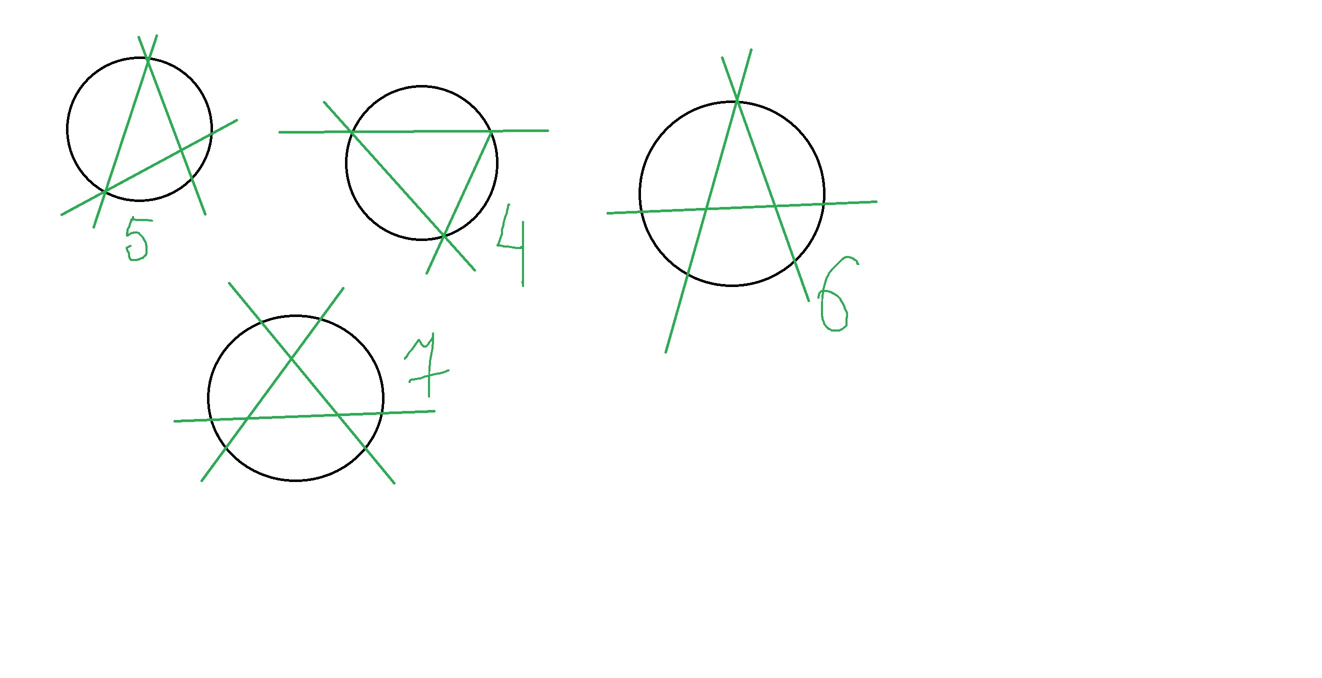 5.6. Разделение окружности на 7 частей. Разделил круг тремя прямыми на 7 частей. Разделить круг на 4 части тремя прямыми. Тремя прямыми линиями разделите круг на 7 частей.