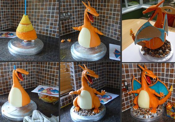 торт с Чаризардом в формате 3D мастер-класс
