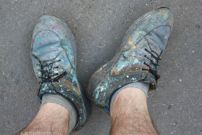 удалить краску с обуви