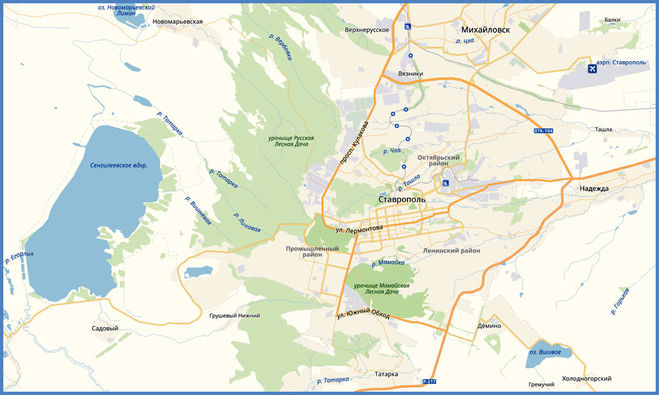 Город Ставрополь на карте