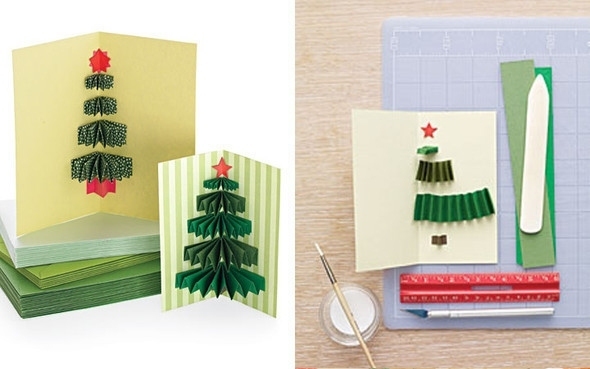 Как сделать елочку из бумаги для открытки на новый год