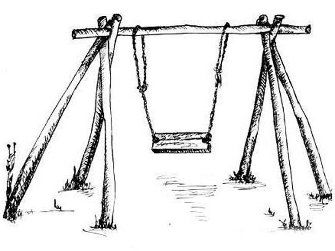 Как нарисовать качели. Качели для рисования. Качели рисунок. Качели карандашом. Качели рисунок карандашом.