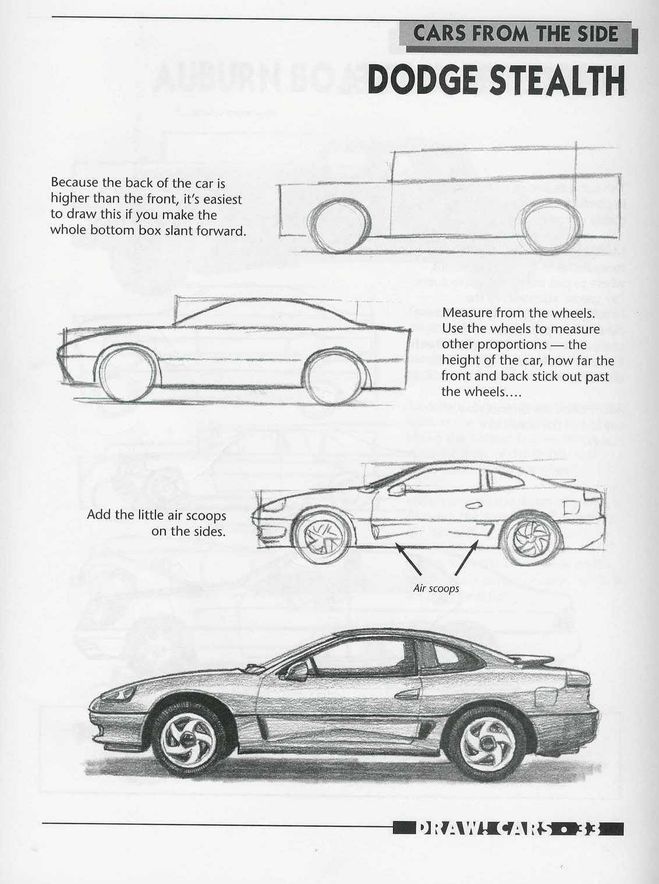 как нарисовать машину Додж поэтапно