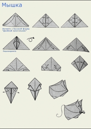 Мышка оригами схема