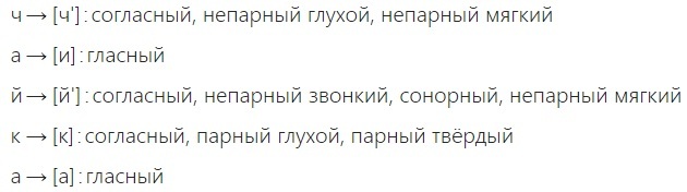 Чайка буквенно звуковой разбор слова