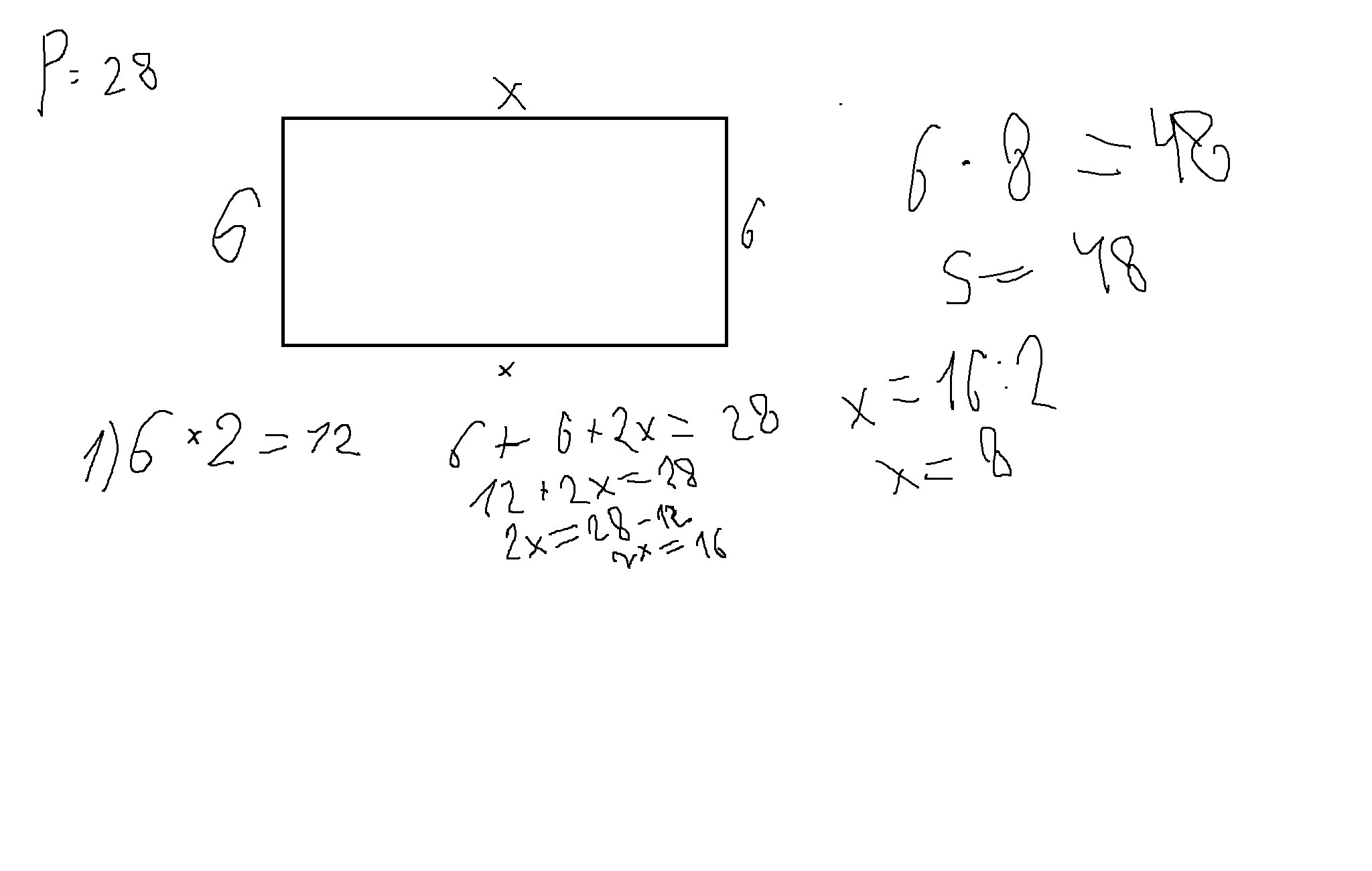 Периметр 28 найдите площадь