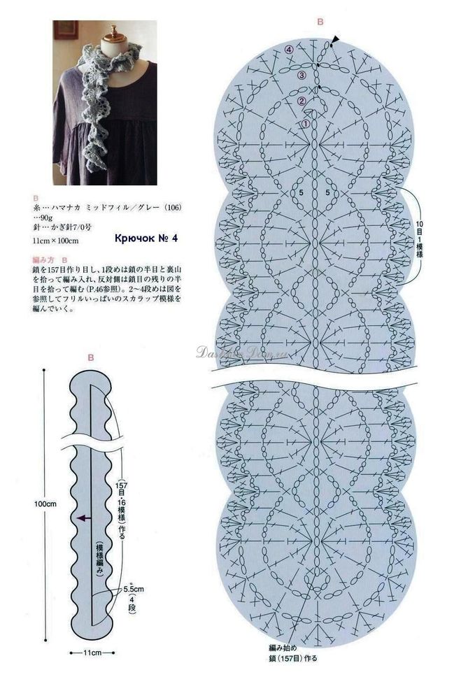 как связать шарф крючком схемы