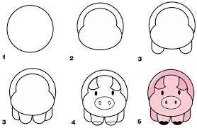 как нарисовать новогоднюю свинку