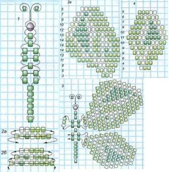 бабочка из бисера плетение своими руками схема