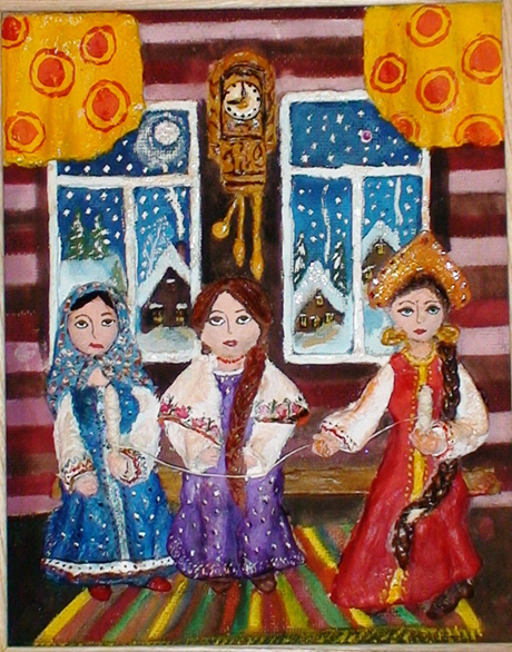 Как нарисовать трёх девиц под окном из сказки о царе Салтане карандашом