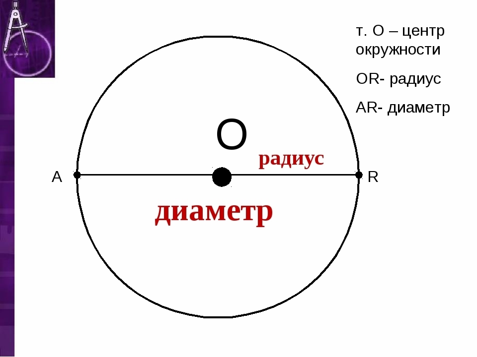 Картинки окружности с радиусом и диаметром