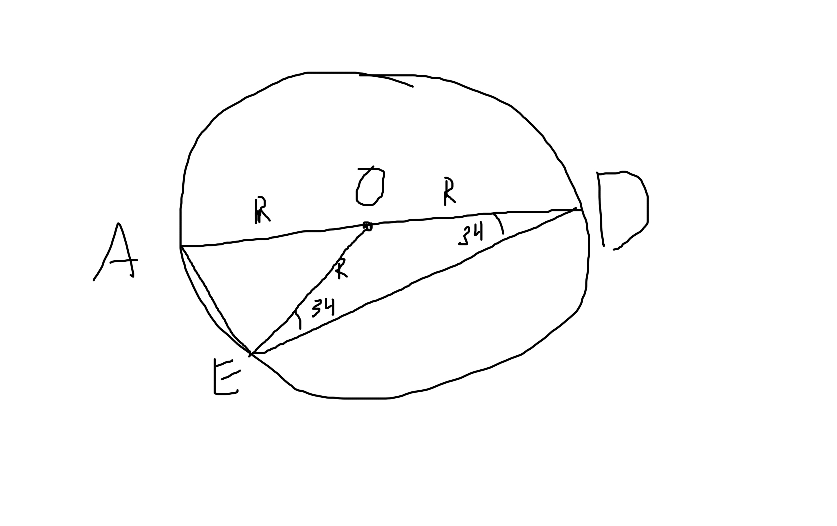 Найдите де. Проекция хорды геометрия это. Угол 34 градуса. Усики хорды карандашом для детей. В окружности с центром в точке о проведены диаметры ad и хорда де.