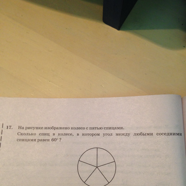 На рисунке показано как выглядит колесо с 6 спицами углы между соседними спицами равны