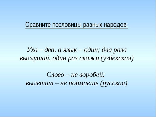 Пословицы о русском языке. Пословицы разных народов.