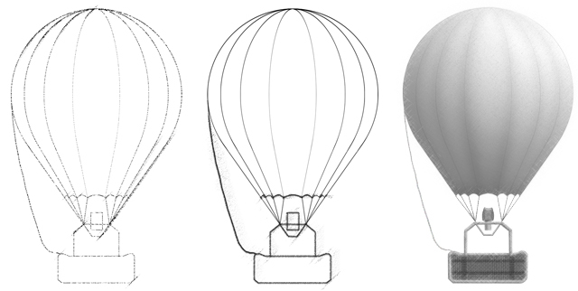 Нарисовать пошагово воздушный шар