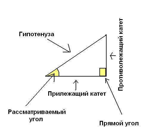 Синус, косинус и гипотенуза в треугольнике как катеты