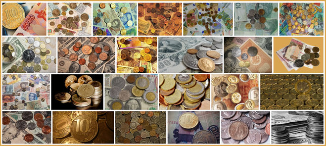 Монеты и банкноты на фотографиях