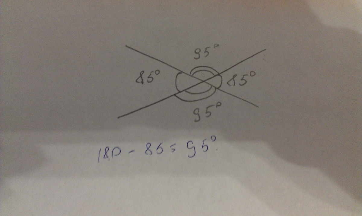 Один из углов которые получаются. Угол 85 градусов. Один из углов получившихся при пересечении двух прямых равен 85. Один из углов получившихся при пересечении. При пересечении двух прямых один из углов равен.