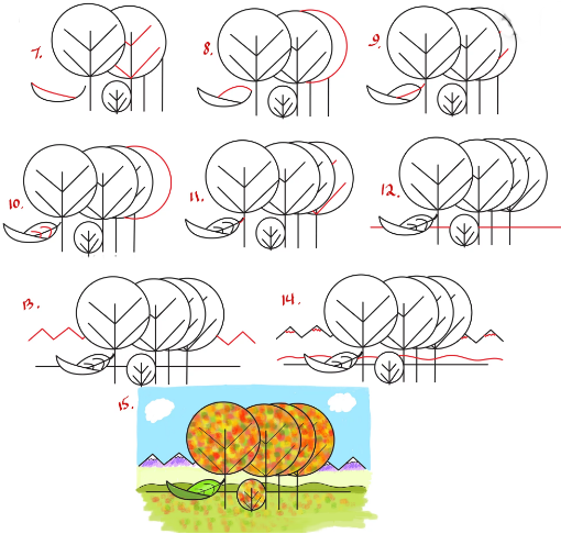 как нарисовать позднюю осень карандашом поэтапно