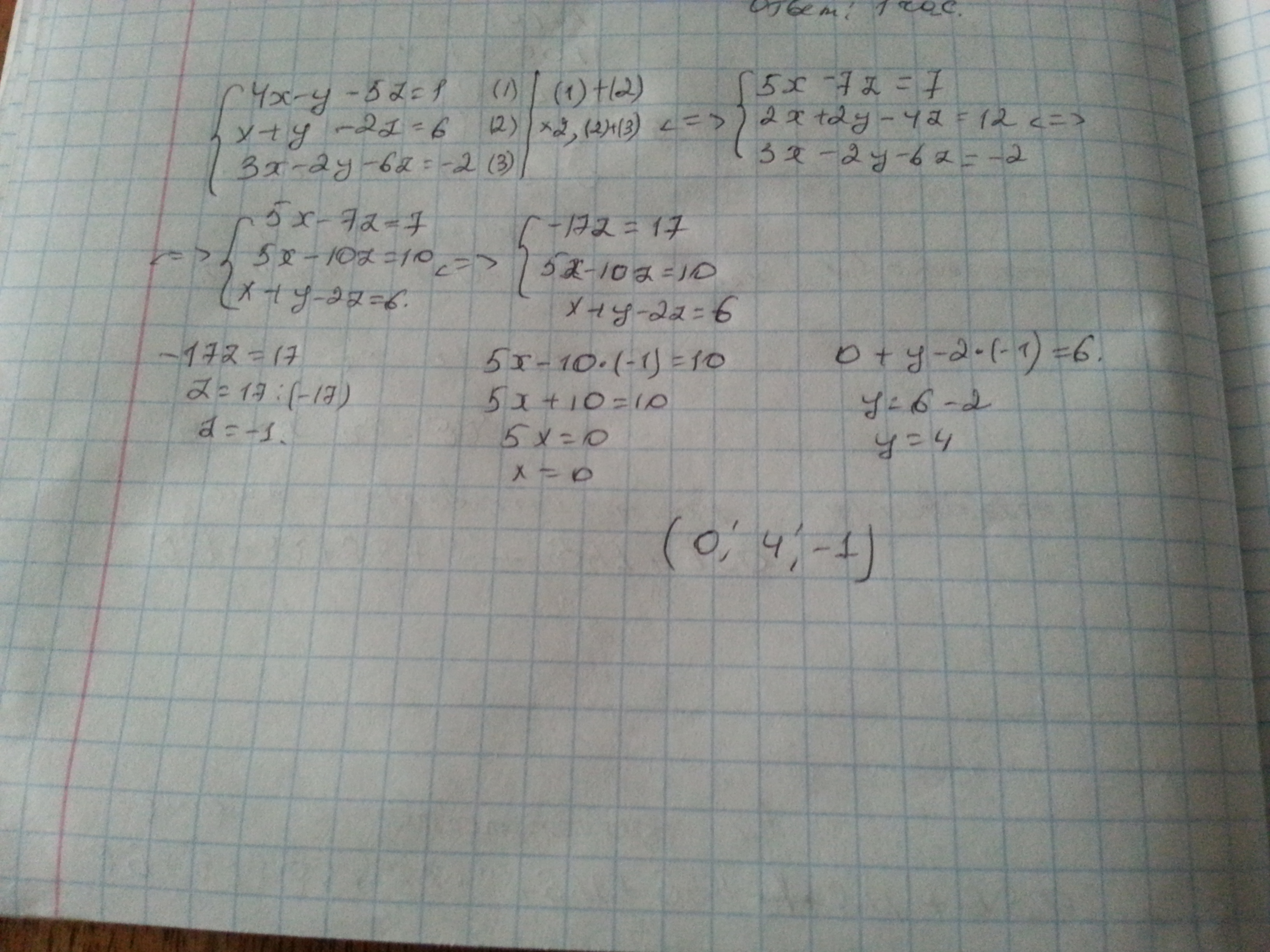 3 z 6 4. {5��−3−2𝑦+𝑧=−1,2𝑥+𝑦+2𝑧=6, 𝑥−3𝑦−𝑧=−5. 2y^2+6z^2=3x. X+Y+Z=5. X6=56+y3.