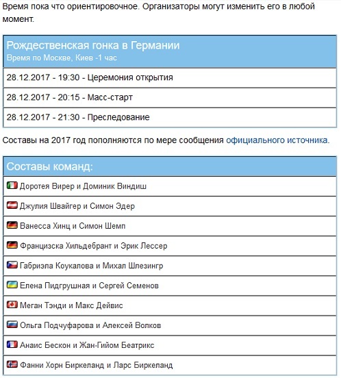 рождественская гонка 2017, биатлон, германия, состав, расписание соревнований