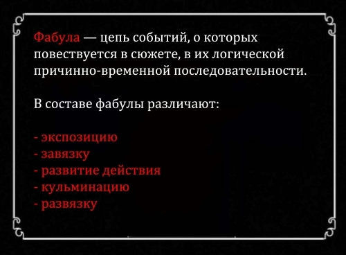 Фабула последовательное изображение событий на основе в художественном произведении