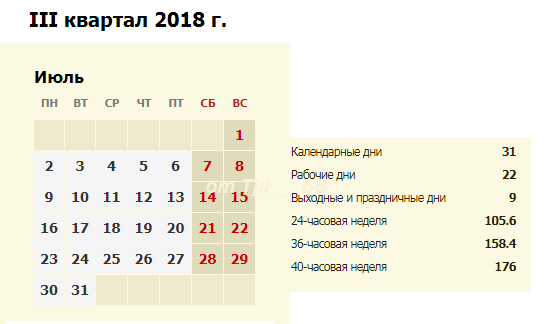 календарь на июль 2018 года