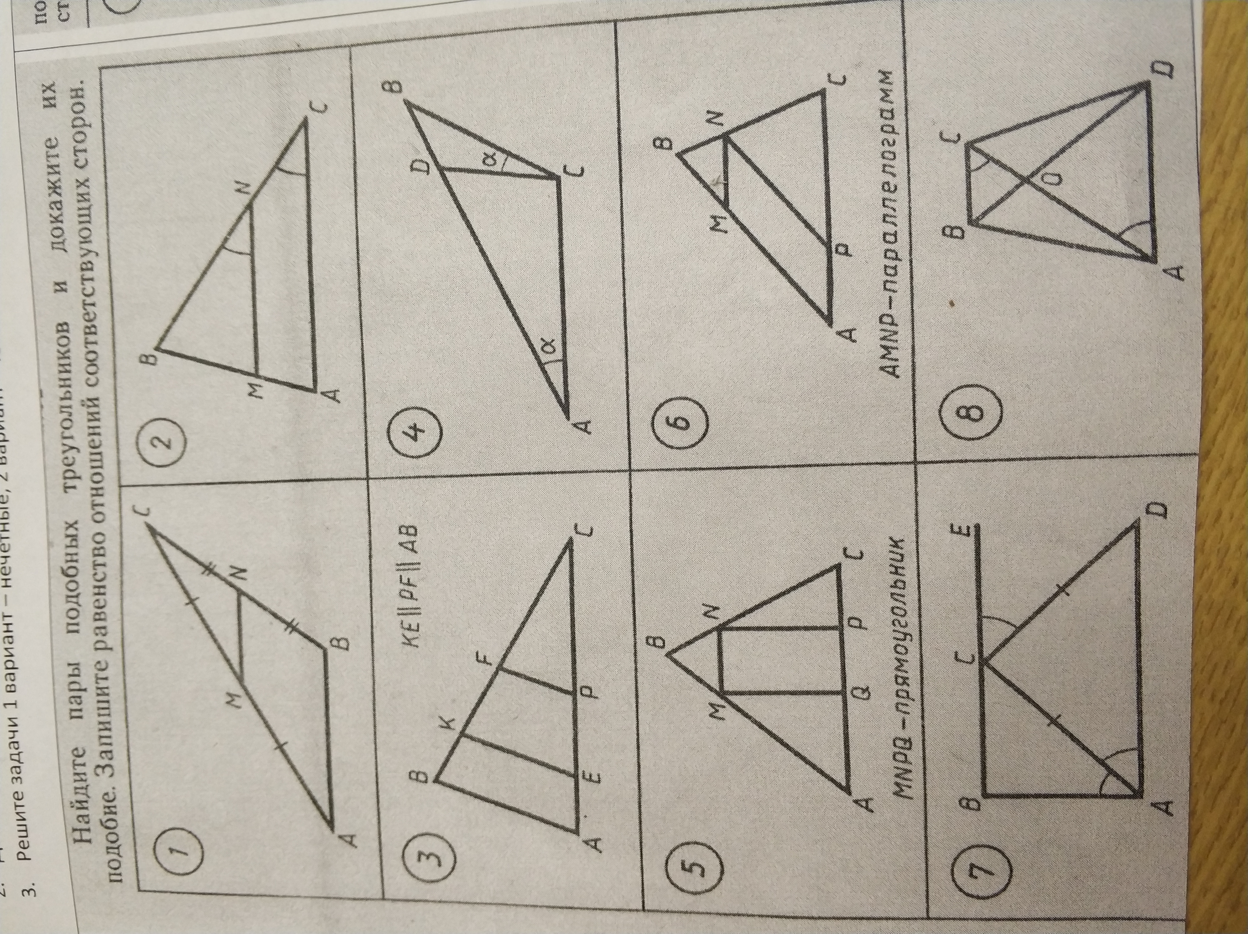 Найти подобные треугольники и доказать их