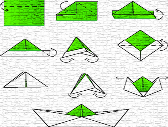 как сложить кораблик из бумаги поэтапно схема