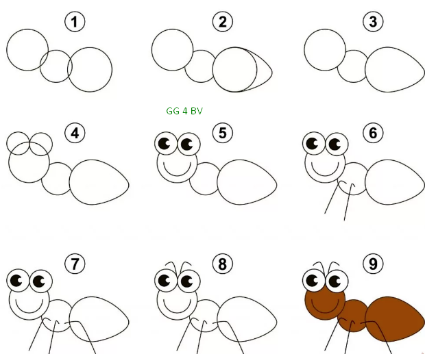 как нарисовать муравья карандашом